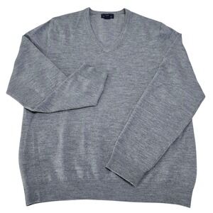 Brooks Brothers 346 Extra Fine Merino Wool V Neck Sweater Mens Medium Grey‎ M